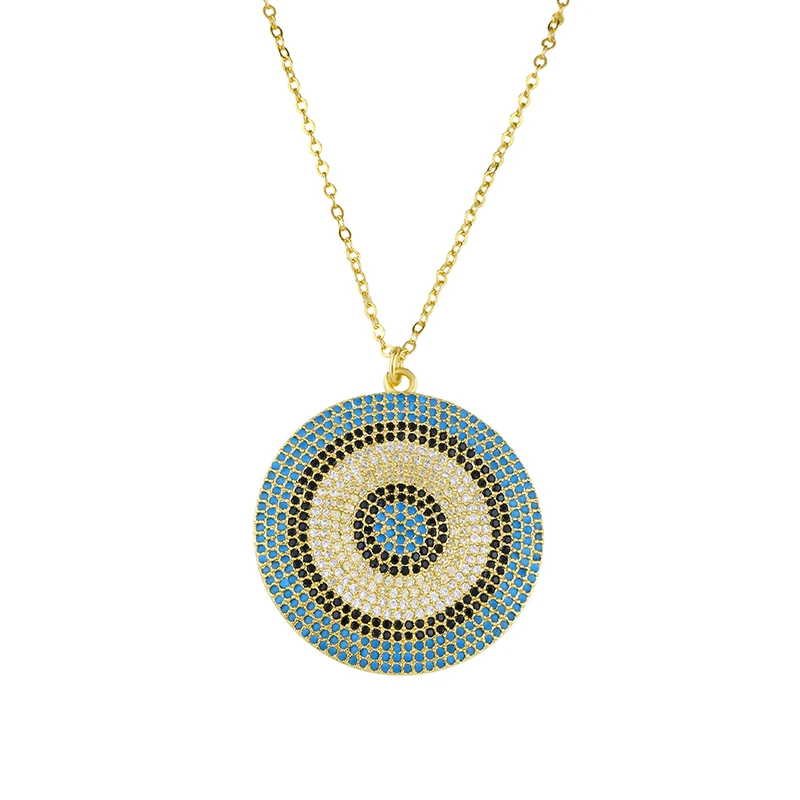 

Подвеска Juya с цирконом, золотом/розовым золотом, с греческими подвесками от сглаза, для женщин, ювелирные изделия с голубыми глазами