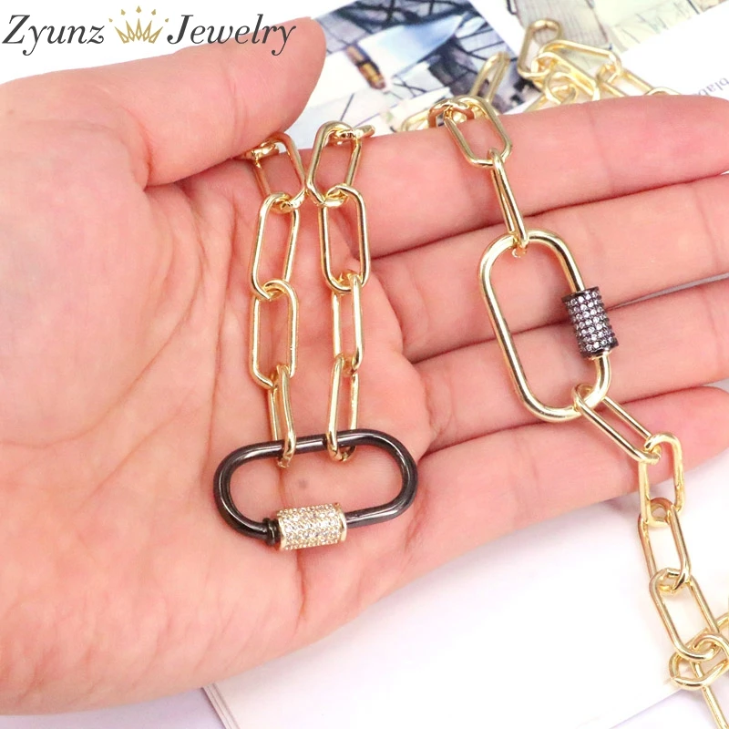 

5PCS, Mix colors oval clasp pendants Link chain necklace for women fashion jewelry