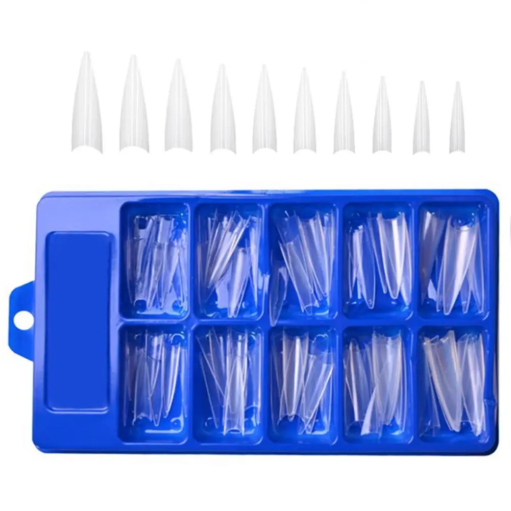 

100pcs/box Fake Nails Transparent False French Nail Tips Artificial Acrylic Ballerina Coffin Manicure Design Set