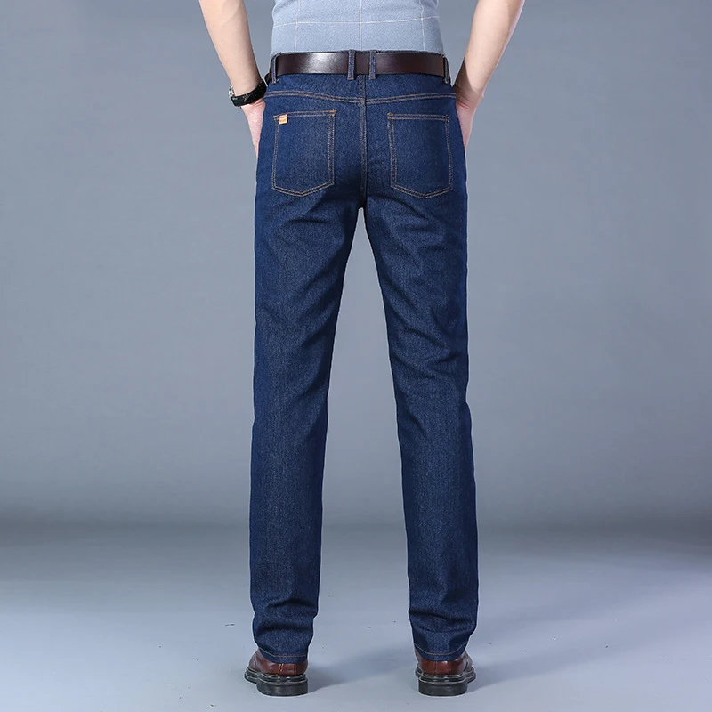 Autumn Men's Jeans Straight Business Loose Pants Middle-Aged Men's Elastic Casual Pants