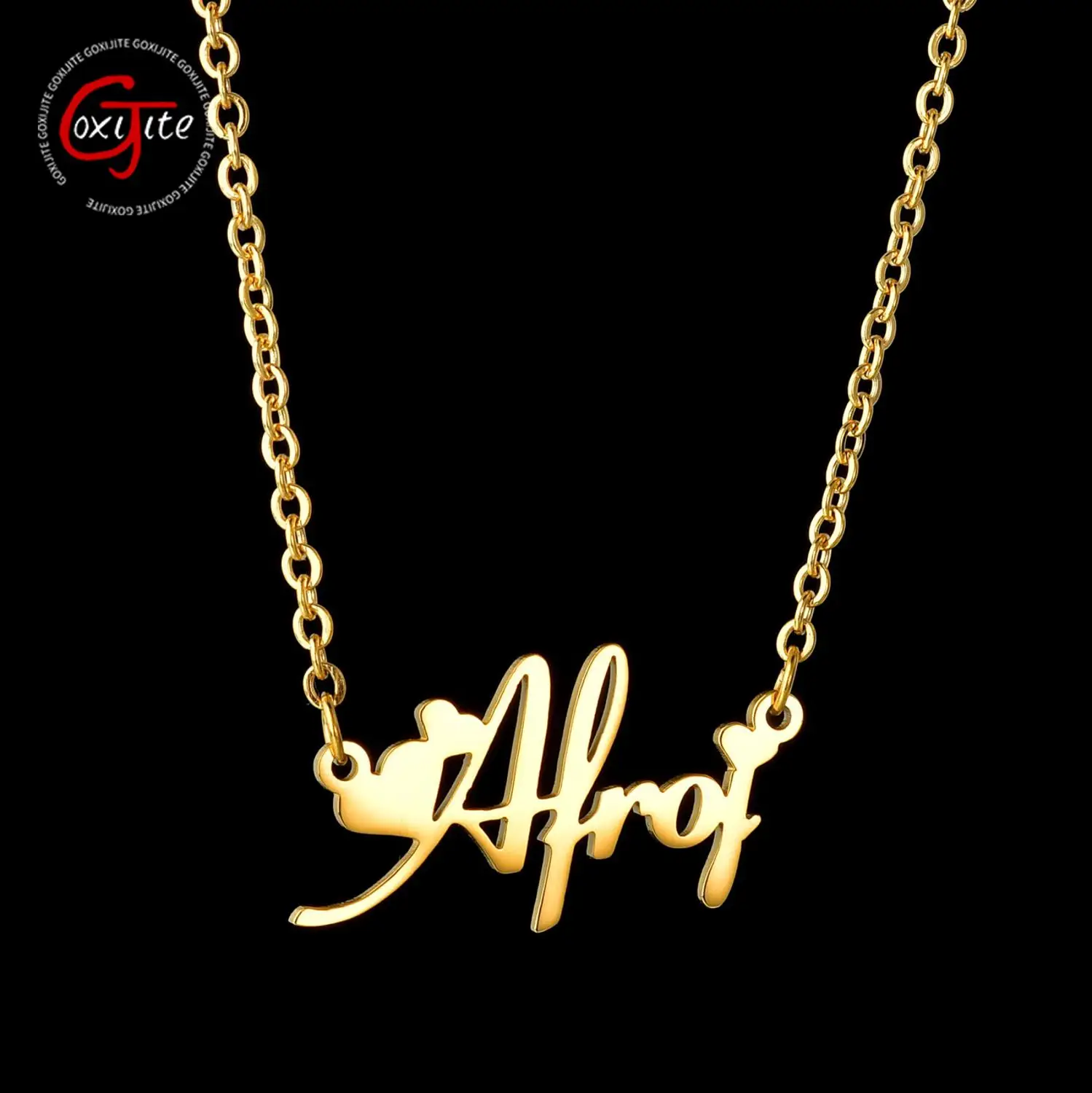 Goxijite персонализированный именной кулон ожерелье из нержавеющей стали золотой