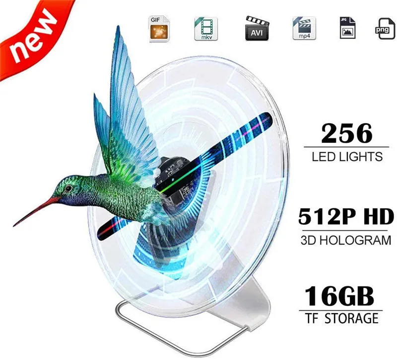 

30 см 3D Голограмма Вентилятор рекламный проектор световой дисплей голографический на батарейках перезаряжаемый Настольный светодиодный ве...