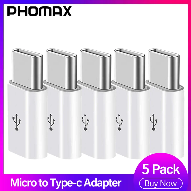 PHOMAX Micro USB мужчина к usb Type c 5 шт в упаковке с разъемом C конвертер портативный