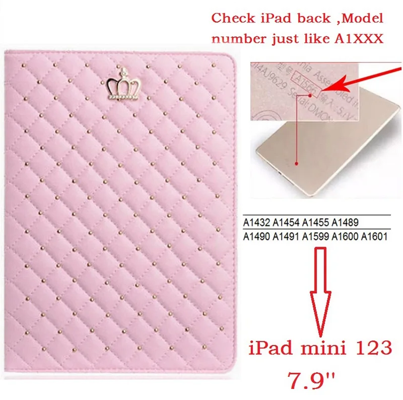 mini123 Pink 7," Роскошная корона Coque для iPad mini 2 3 Smart Case A1432 A1454 A1490 магнитная искусственная кожа для iPad mini 2 mini 3 Чехол-подставка - Цвет: mini123 Pink