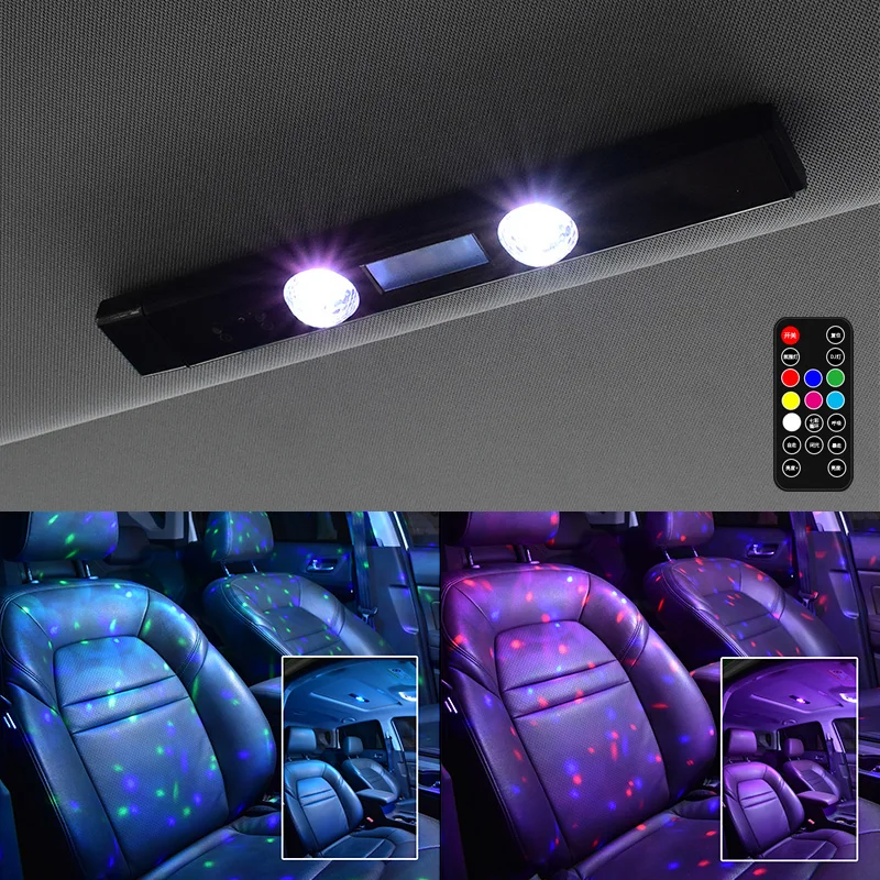 LED Car Atmosphere Lamp Wireless Voice Control RGB Roof Star Light USB Charing Auto Interior Decorative Ambient Party Lights