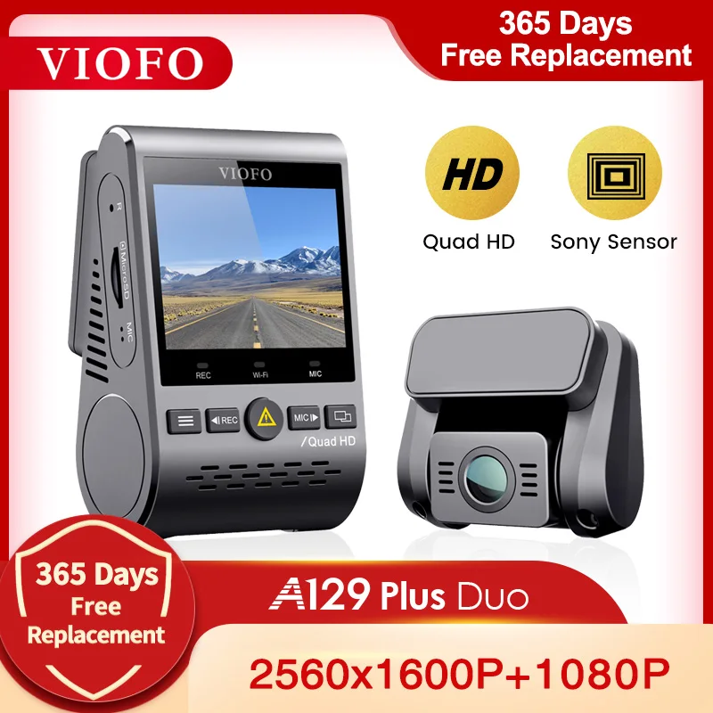 VIOFO-Cámara de salpicadero DVR para coche, Dashcam con cámara de visión trasera, grabadora de vídeo Quad HD, visión nocturna, Sensor Sony, GPS, modelo A129 Plus