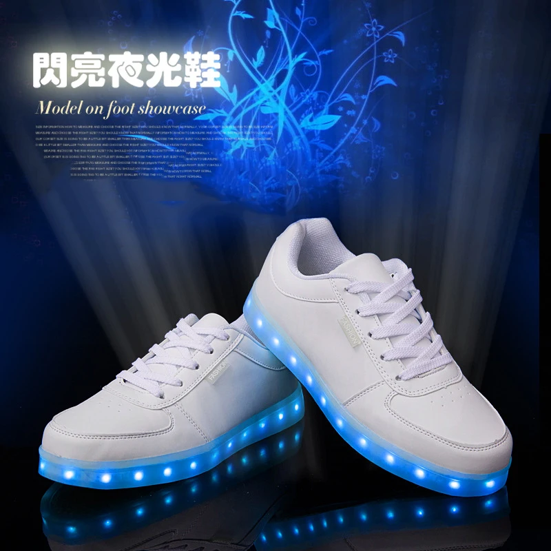 

Светящиеся кроссовки для мальчиков и девочек, повседневная обувь со светодиодной подсветкой, зарядка через USB, тапки для танцев, Размеры 35-42