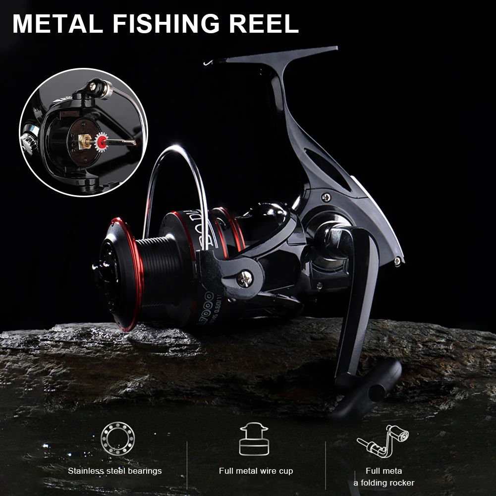 

Metal Spool Fishing Reel Spinning 500-7000 Series 8-12kg Max Drag 5.2:1 High Speed Spinning Reels Saltwater Fishing Accessories