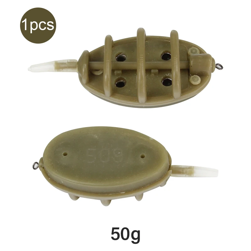 1pcs 50g feeder Mosodo, форма для ловли карпа, 15 г, 20 г, 25 г, 35 г, 30 г, 40 г, 50 г, 60 г, встроенные кормушки, высокая емкость, свинцовое грузило, Метатель наживки - Цвет: 1pcs 50g feeder