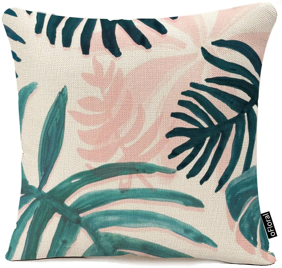 Pillowcase retro palm banana leaf pillowcase with hidden zipper home sofa cushion decorative pillowcase