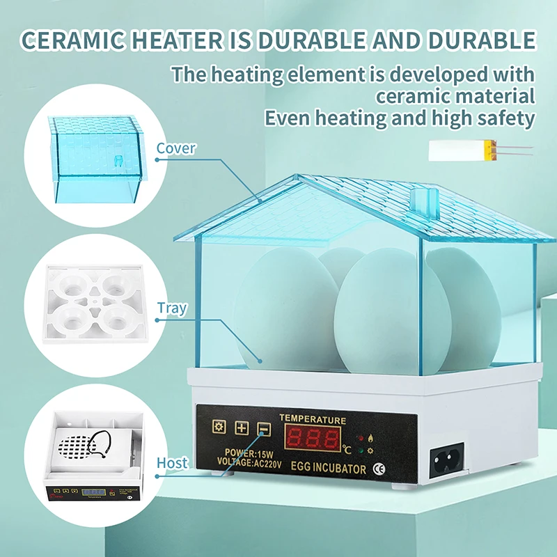 Инкубатор для 4 яиц автоматический инкубатор цыплят утки птицы поворотный