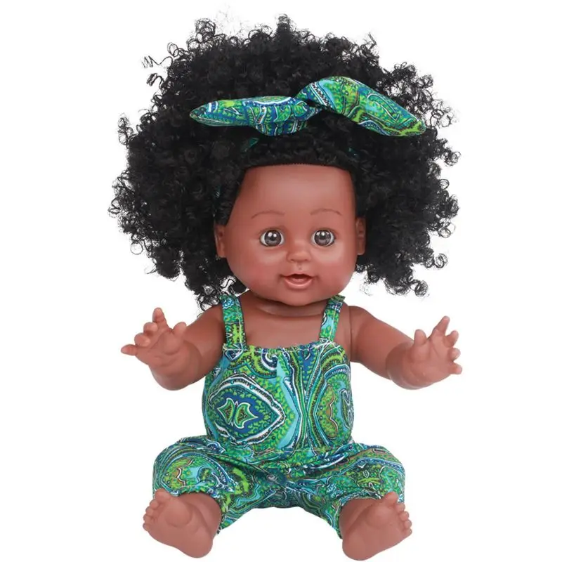 

Black Girl Doll African American Play Soft Newborn Baby Realistic Dolls Kids Toy 203E