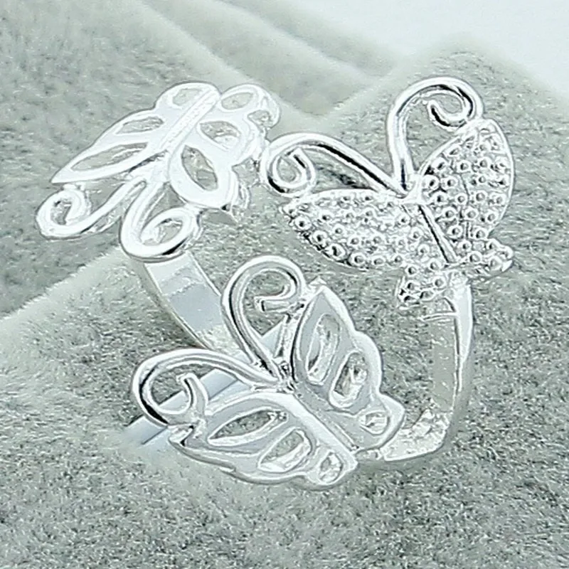 

Wholesale Price 925 Sterling Silver Rings Insect Three Butterfly Adjustable Rings For Women Fine Jewelry New