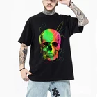 Футболка мужская с 3D-принтом черепа, уличная одежда в стиле панк, модная рубашка в стиле K-POP, базовая одежда в готическом стиле, Bts