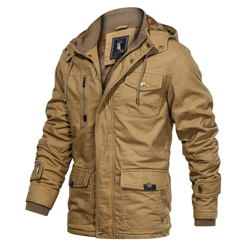 Mens Large Size Snow Jacket 6xl 7xl Long Warm Fluffy Overcoat Man Black Thick Cotton Top Coat Casual Winter Male Windbreaker