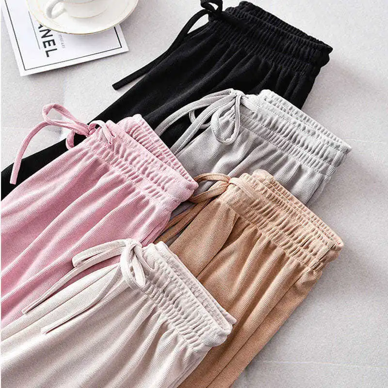 

Women's spring and summer new high waist slim casual pants children's loose students' nine point straight pants