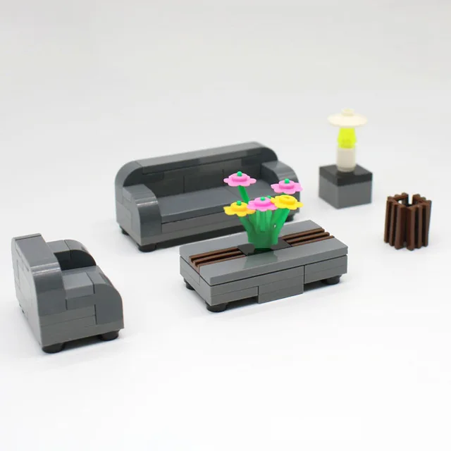 Диван гостиная сцена обеденный стол цветок строительный блок MOC аксессуары набор