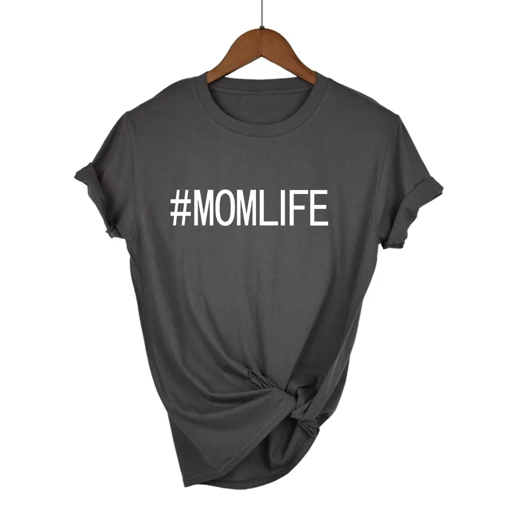 # MOMLIFE/женская футболка с буквенным принтом Хлопковая Повседневная забавная для
