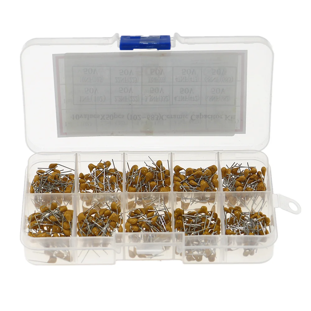 500 шт./кор. 10 значений x50pcs 1nF ~ 68nF (102 683) Многослойные/монолитный Керамика