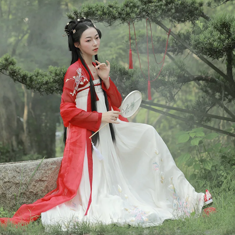 

Free shipping original han element to the other shore flower 6 meters place embroidery double-breasted chest Ru dress costume