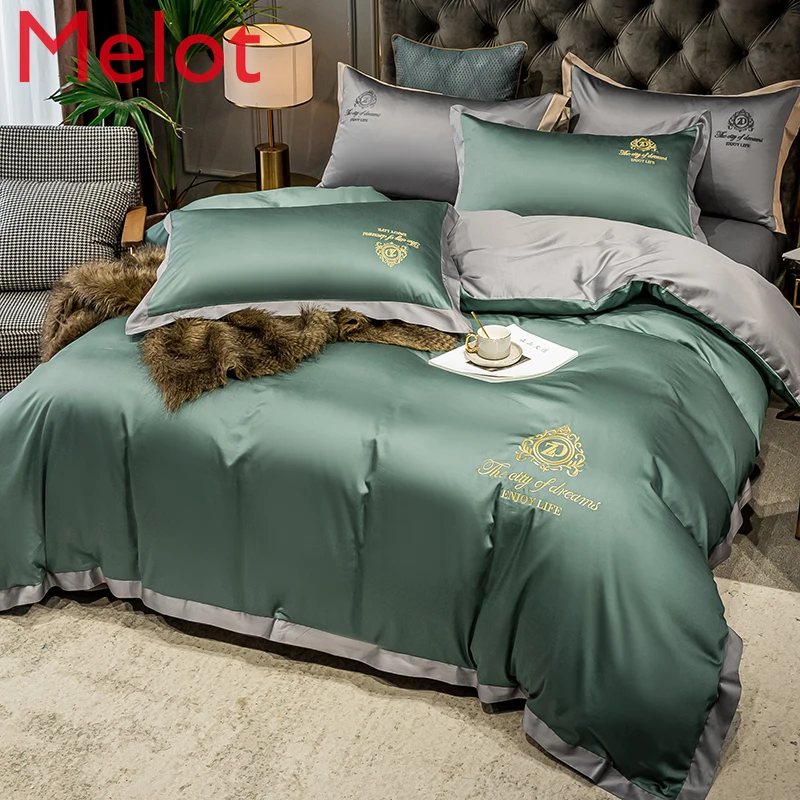 

Xinjiang Long-Staple Cotton Four-Piece Set All Cotton Pure Cotton Bed Sheets Quilt Cover Tribute Satin Affordable Luxury