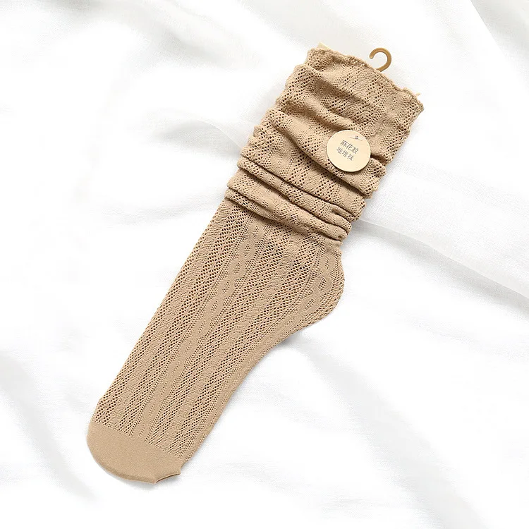 Женские летние носки LUCKY ZONE тонкие прозрачные дышащие сетчатые однотонные в