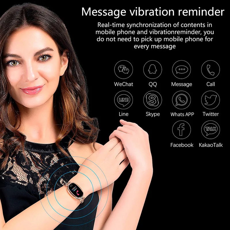 Женский умный Браслет монитор кровяного давления часы телефон смарт браслет