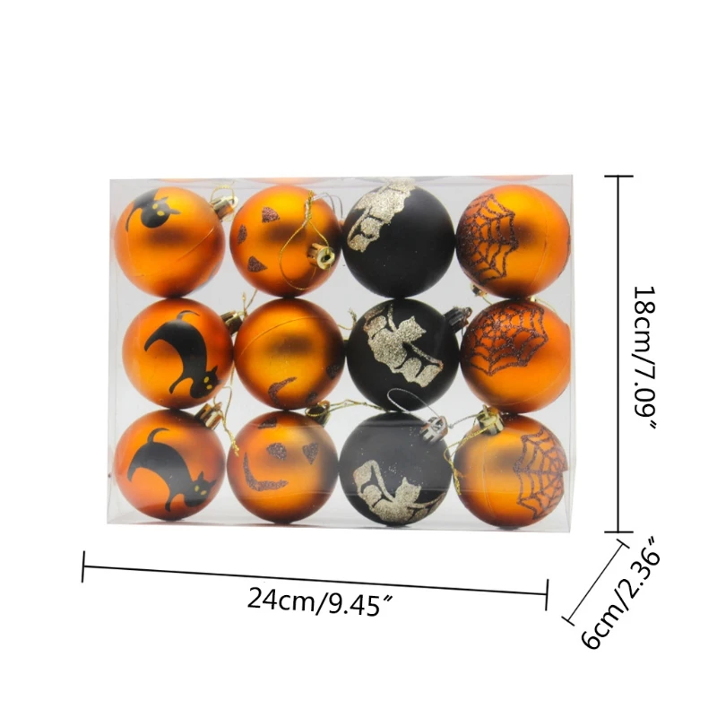 

12 Pcs Painted Matte Plastic Balls Halloween Decorations Scene Layout Props Party Ornaments