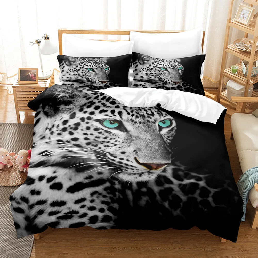 

3D Black Quilt Cover Sets Design Animal Comforter Covers Pillow Covers King Queen Super King Twin Size 180*200cm Tiger Beddings