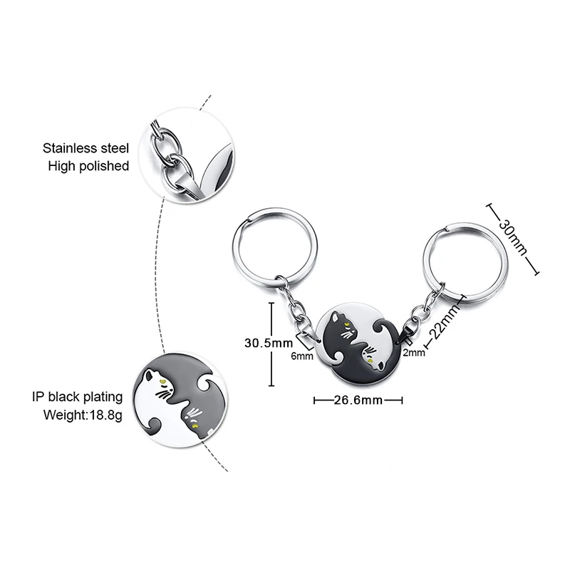 Пара Yin Yang брелок для домашних животных кошка головоломка кусок пара котенок