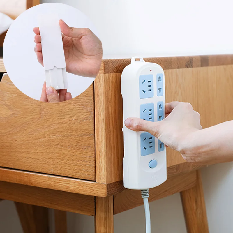 Wall Hanging Type Self-adhesive Power Strip Holder Removable 1Pc Home Improvement Supplies Socket Fixer Plastic Mounted | Дом и сад