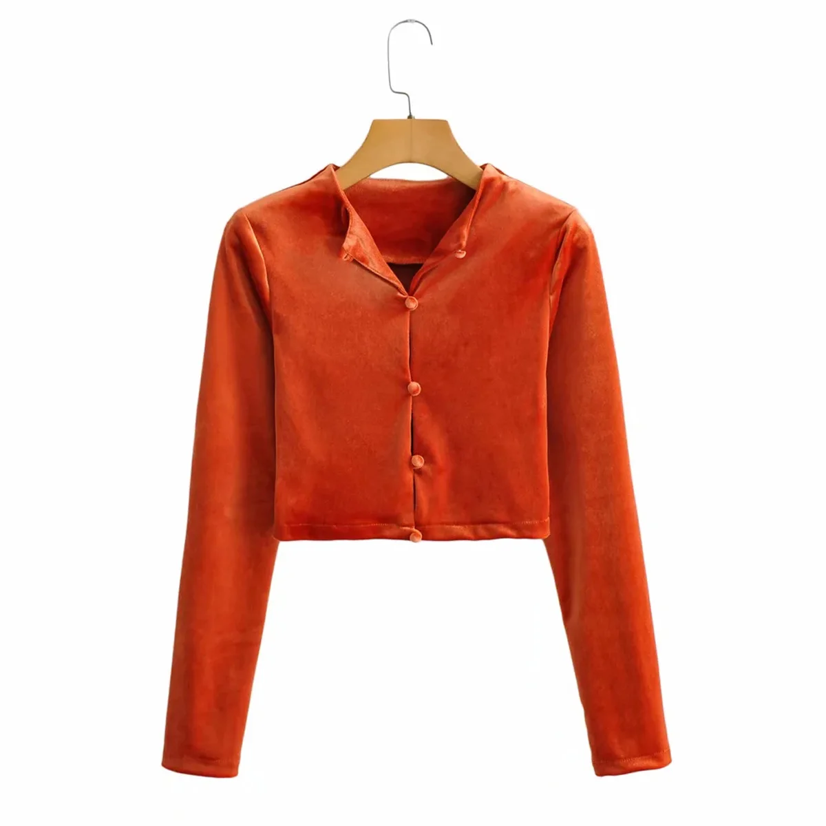 

Vintage Shirt Collar Polyester Long Sleeve Crop Length Blouses DLSY465