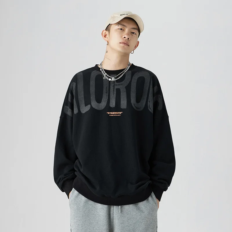 

Men's Loose Letter Printing Fashion All-match Round Neck Sweater 2021 Autumn New Korean Men's Sweater Hip-hop Tide Brand Sweater