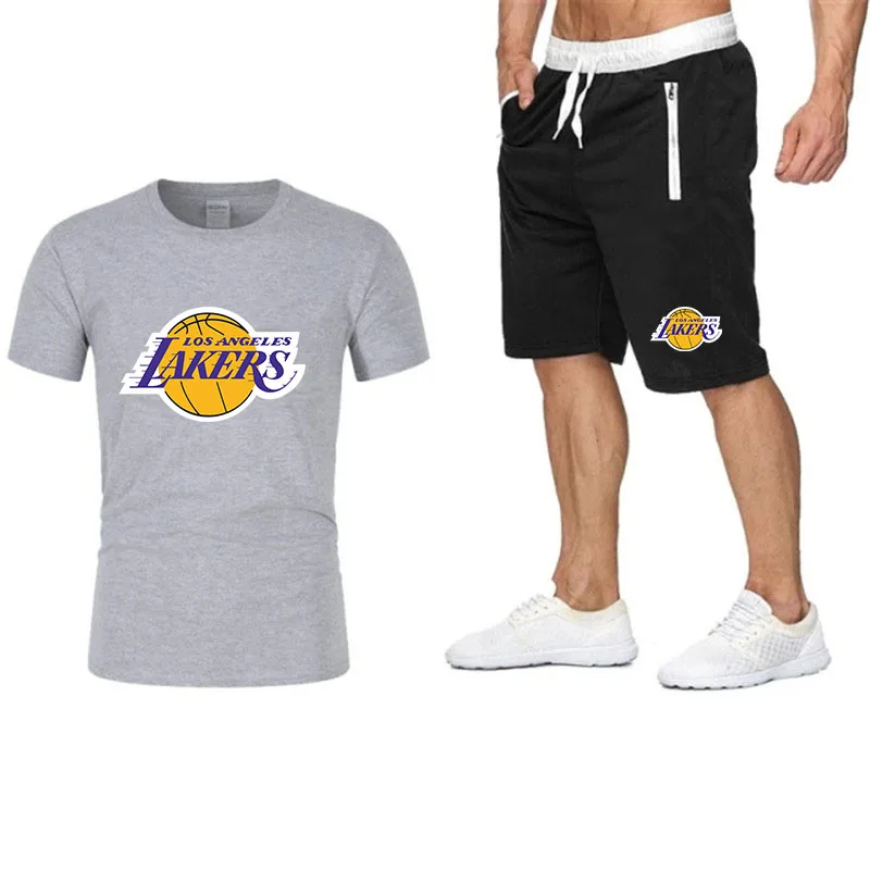 

Summer men's branded clothing 2-piece fashion men's casual shorts suit short-sleeved T-shirt + shorts sportswear suit 2021