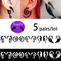 5 pairs acrylic fake twist ear taper gauges expander cheater spiral earring plug punk body piercing jewelry 16g earlobe earring