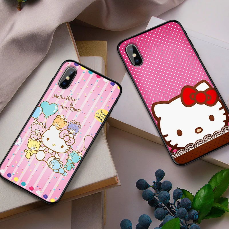Милый hello cat Мягкий чехол из ТПУ для Apple iPhone X XR XS MAX 5 5S 5C SE 6 S 7 8 Plus ipod touch силиконовый |