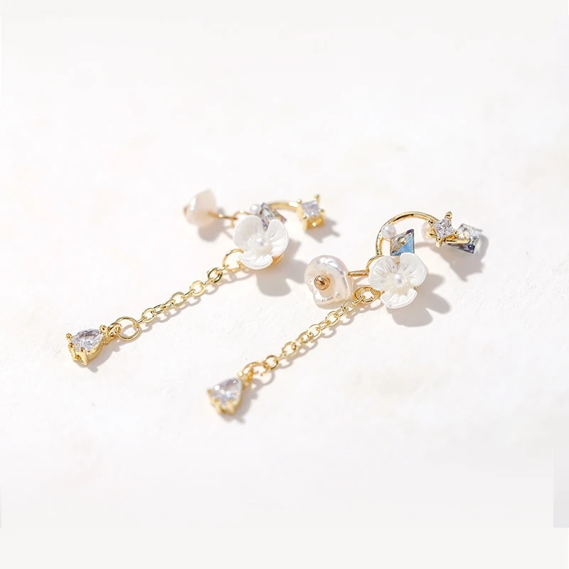 5 шт. YN002 оболочка цветок циркон цепочка Кулон Дизайн ногтей хрустальные