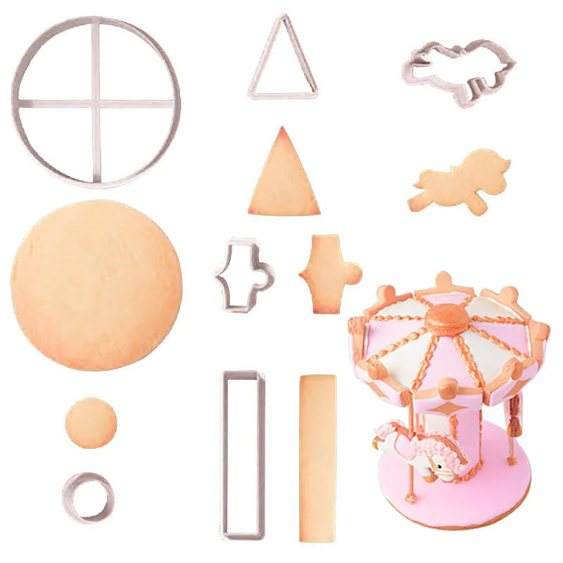 

Girl Princess Carousel Cutter Cookies DIY Birthday Cake Biscuits Mold Sugar Chocolates Fudge Kitchen Baking Tools for Wholesale