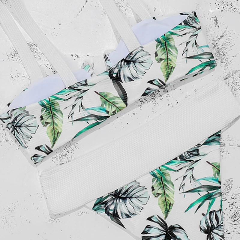 ZTVitality бикини с бантиком и принтом листьев пуш-ап 2020 Новое поступление