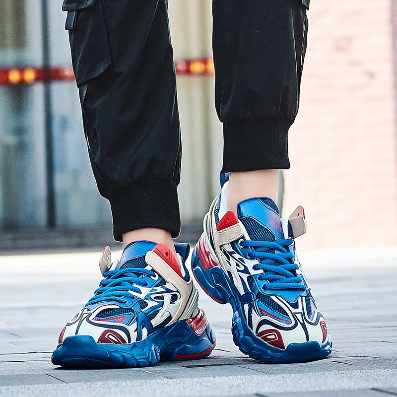 Мужские кожаные кроссовки JUNSRM повседневные Нескользящие на платформе в стиле