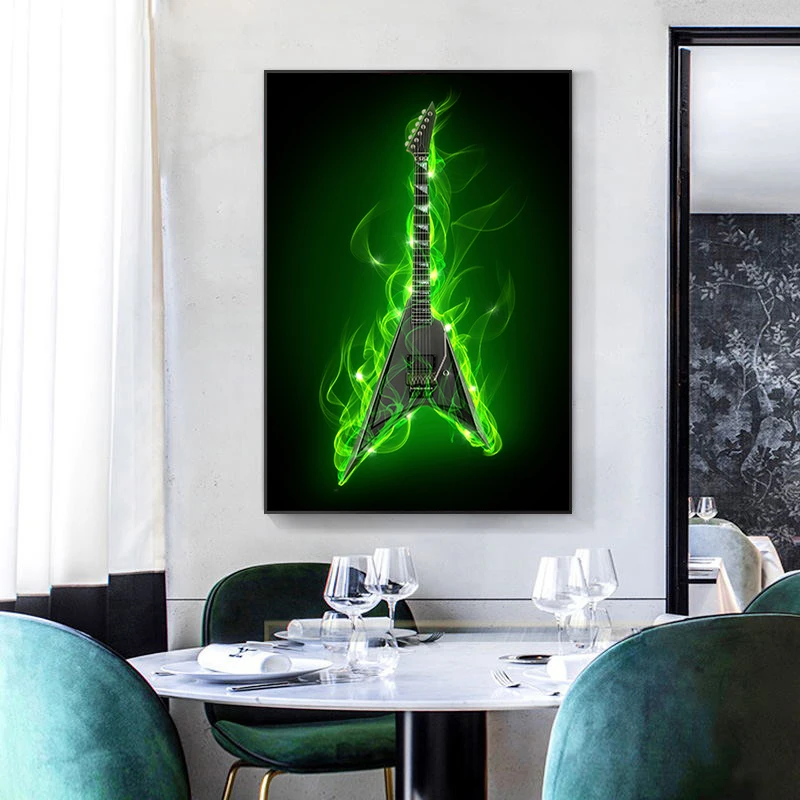 moderne musical instruments feuer brennende elektrische gitarre poster leinwand malerei wand kunst drucke wohnzimmer dekoration bilder free global shi