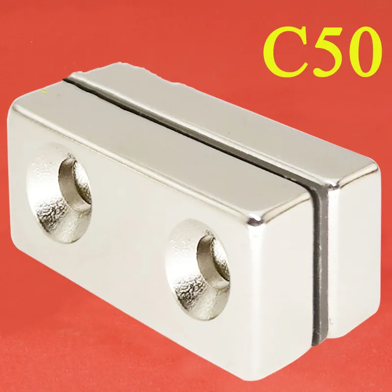 

2pcs/lot M5 Double Holes Square Strong Magnet Strong Magnetism 50*20*5/10mm Countersunk Holes and Long Strip Magnet Block