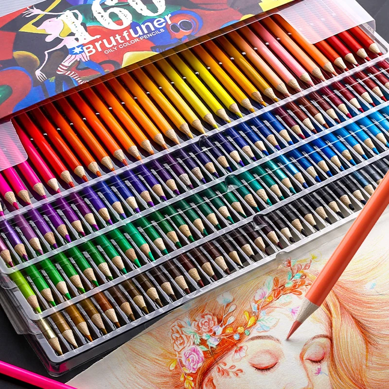 Brutfuner 12/48/72/120/160/180/260 цветов, масляные цветные карандаши, набор для рисования, эскиз, цветной карандаш для школьников, товары для рукоделия