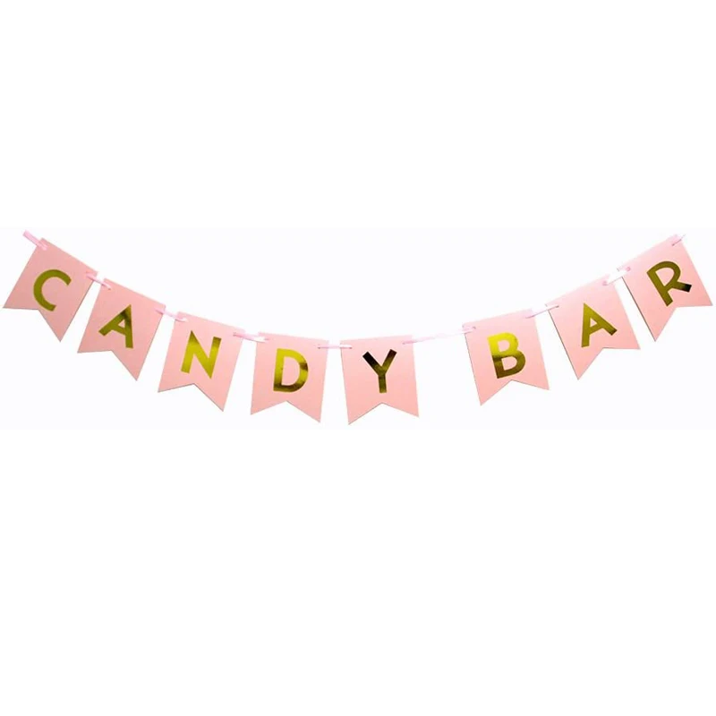 

Baby Shower Decorations Candy Bar Paper Banner Bunting Flags for Wedding Engagement Outdoors Party Hanging Table Decoration
