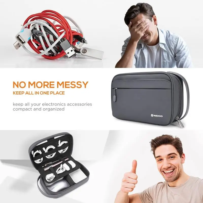 Купить Портативный дорожный Органайзер NIDOO для кабеля, сумка, электронные аксессуары, чехол для переноски для цифровой камеры, зарядное устройство...