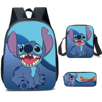 disney cartoon lilo and stitch backpack for boys girls anime 3d waterproof kids school bag pencil case set students backpacks