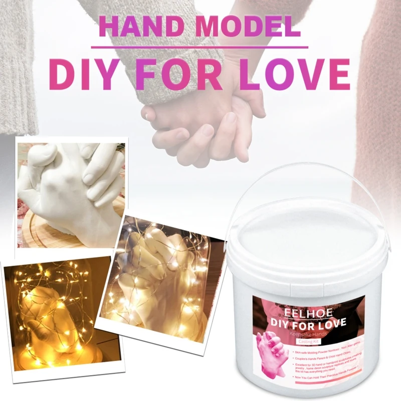 3D Handmade Hand Mold Casting Clone Powder Kit DIY Couples Holding Statue Molding Crafts for Adult Child Friends D14 21 |