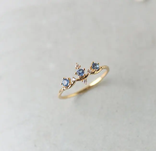 

925anillos Silver "Imperial Serenade" Aquamarine Ring Retro Small Crown Ladies Elegant Internet Sensation 14k Gold Jewelry