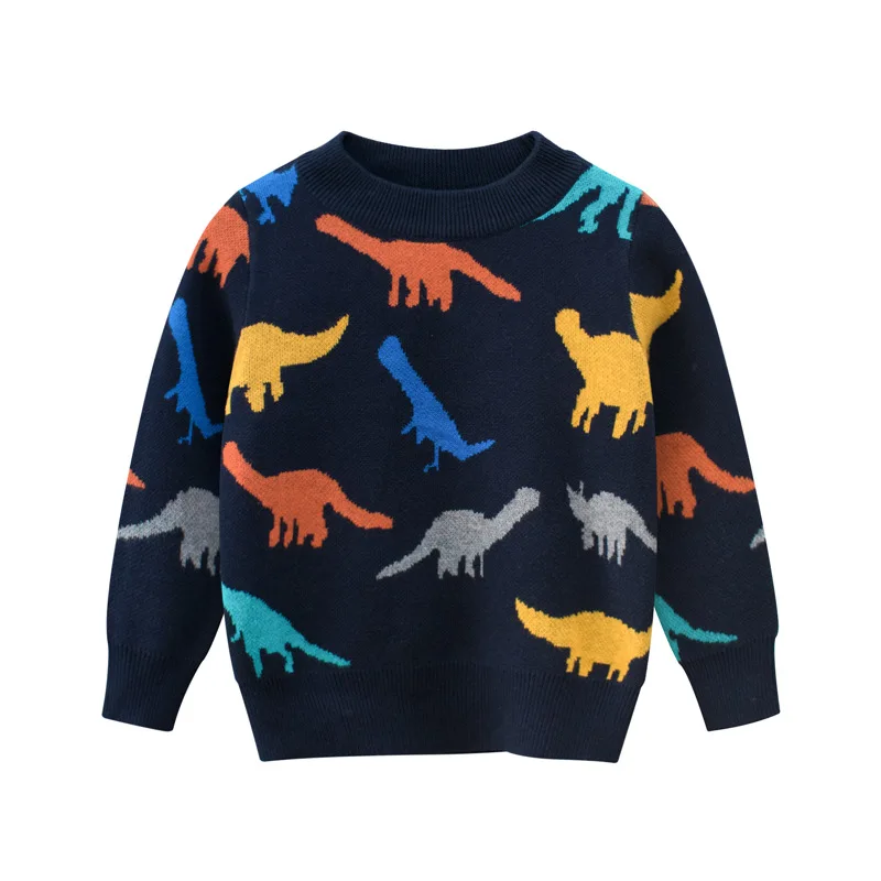 2022 Spring Autumn Kids Thin Sweater Boys Girls Clothes Cute Dinosaur Cartoon Cotton Long Sleeve Kids Baby Sweatshirts 1-9 Years
