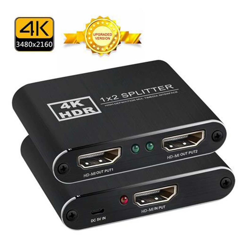 Разветвитель с разными экранами 4K HD MI 1 вход 2 выхода металл переключатель 1X2 хаб